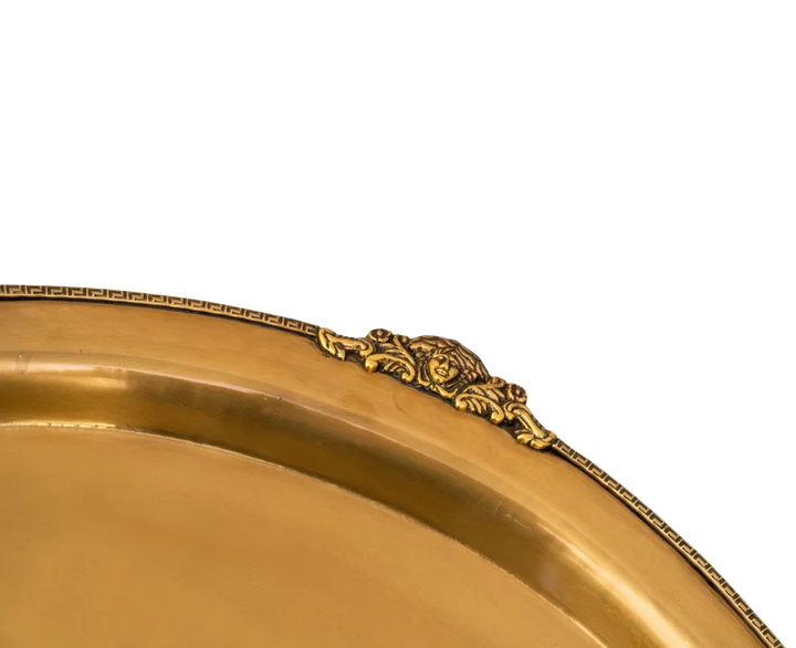 Tray - Brass Oval Greek 54cm - Pewter
