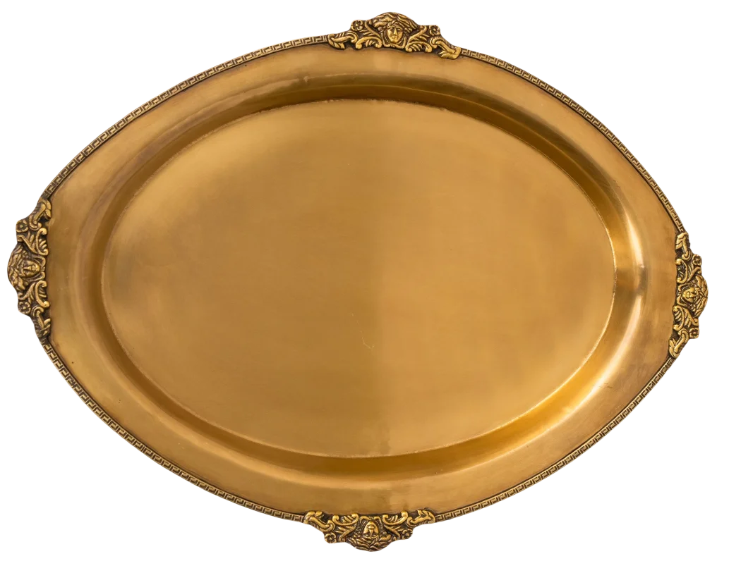 Tray - Brass Oval Greek 54cm - Pewter