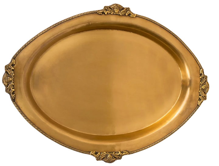 Tray - Brass Oval Greek 54cm - Pewter