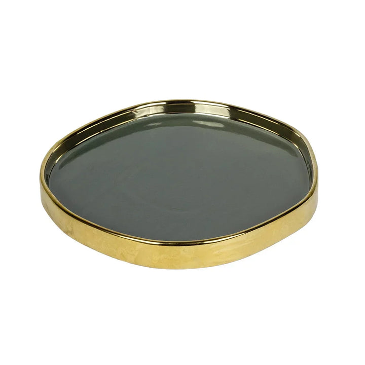 Tray Ceramic - Gold &amp; Grey Elegance - Ceramic