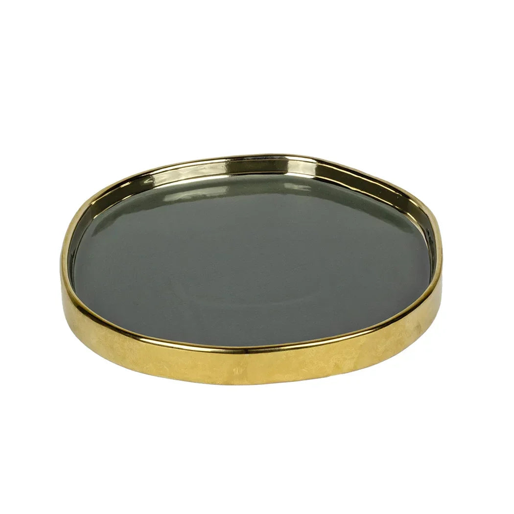 Tray Ceramic - Gold &amp; Grey Elegance - Ceramic