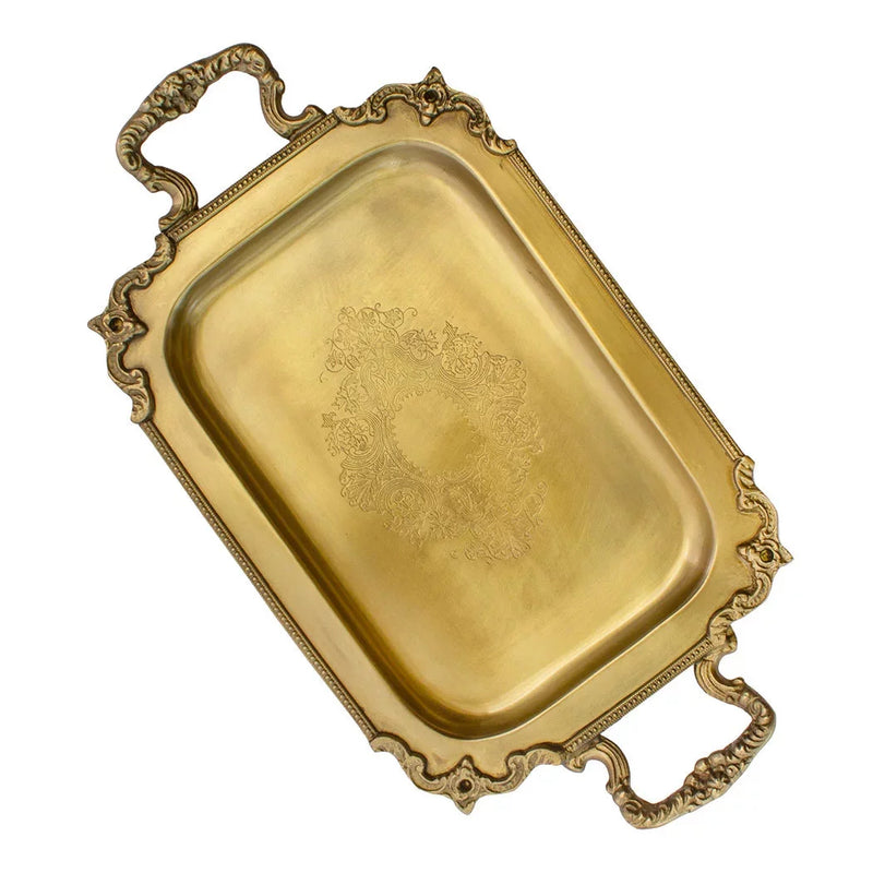 Tray - Handled Rectangular French Brass - Pewter