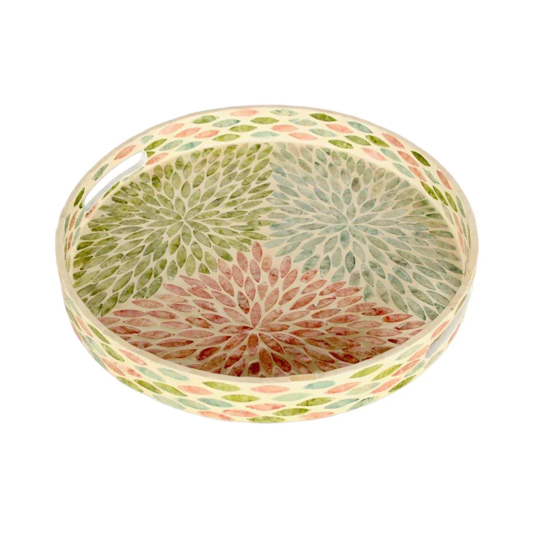Tray - Pastel Round Capiz - Wood