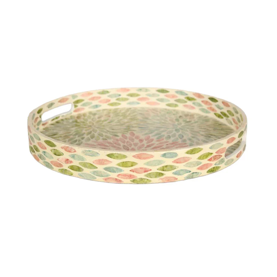 Tray - Pastel Round Capiz - Wood