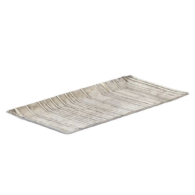 Tray - Rectangular Banded Silver - Pewter