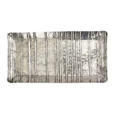 Tray - Rectangular Banded Silver - Pewter