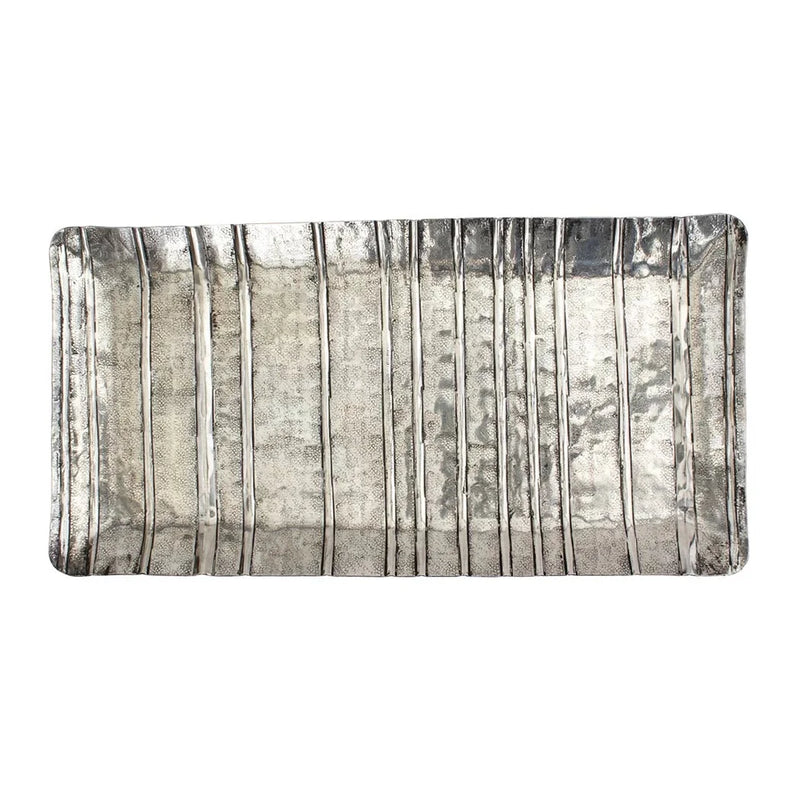 Tray - Rectangular Banded Silver - Pewter