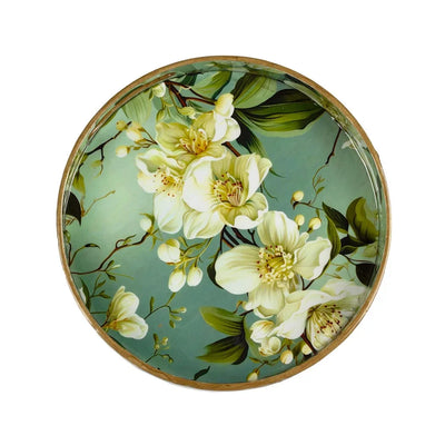 Tray Round - Blossoms Wood Medium - Wood