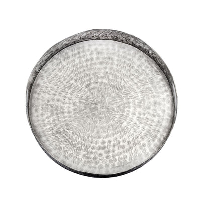 Tray -Round Silver Moroccan - Pewter