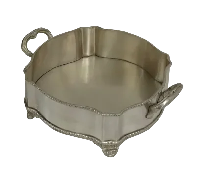 Tray - Silver Beaded Handled - Pewter