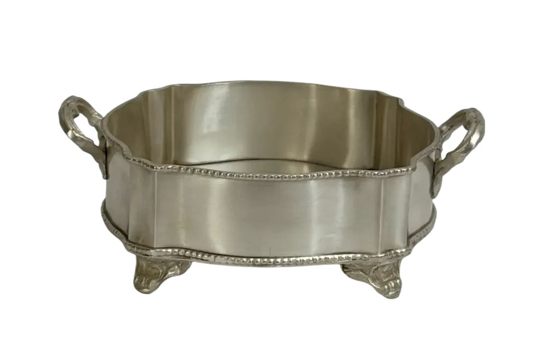 Tray - Silver Beaded Handled - Pewter