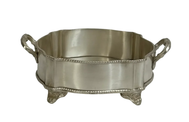 Tray - Silver Beaded Handled - Pewter
