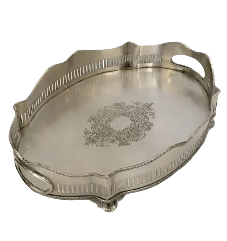 Tray - Silver French Cut Out - Pewter