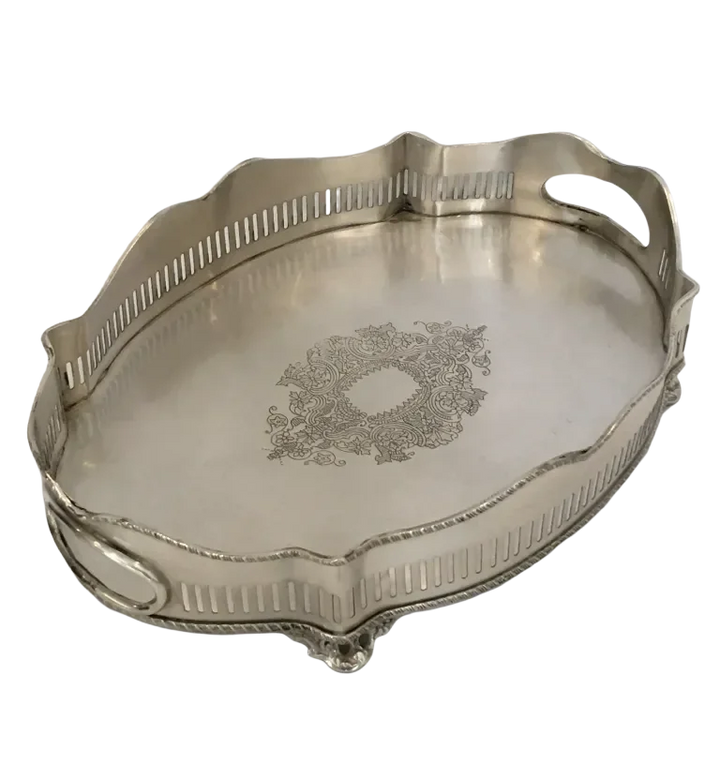 Tray - Silver French Cut Out - Pewter