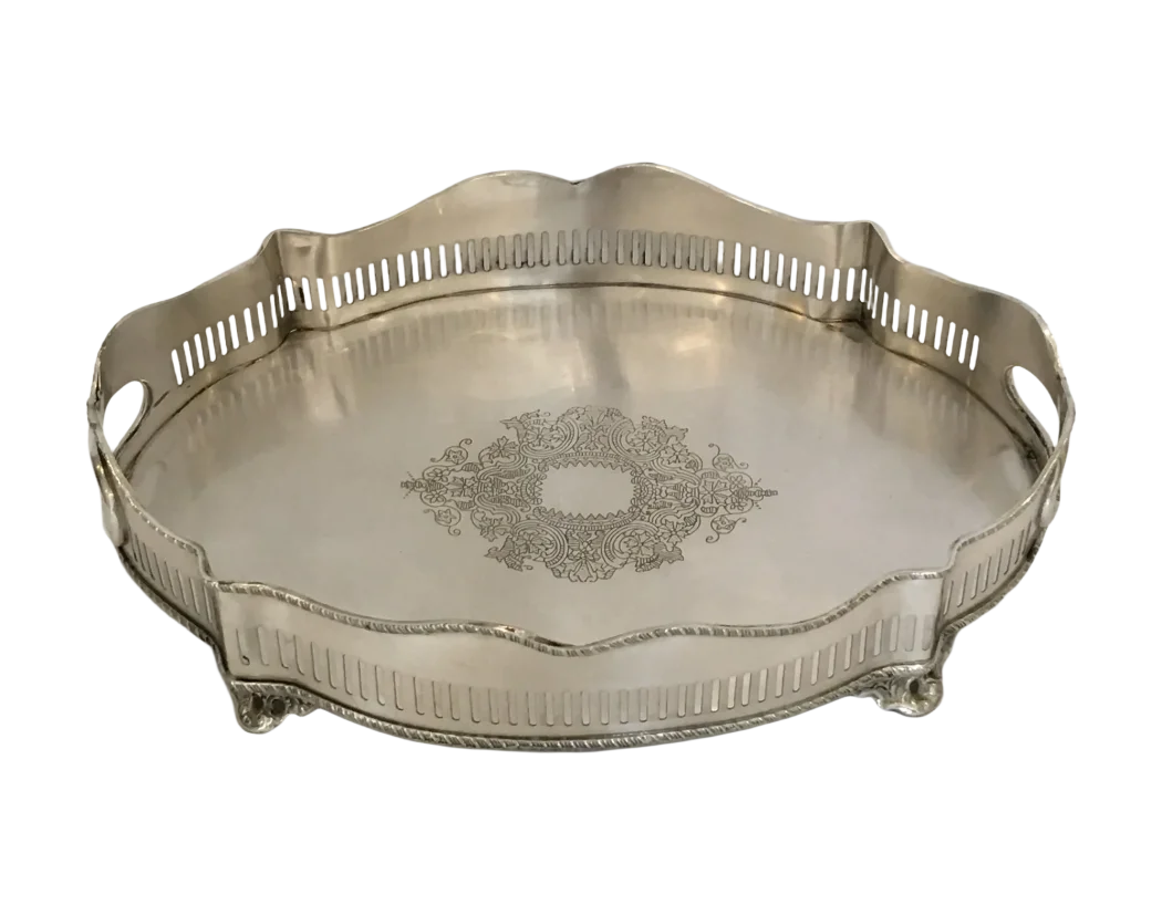 Tray - Silver French Cut Out - Pewter