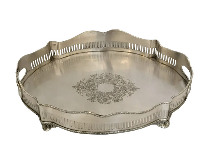 Tray - Silver French Cut Out - Pewter