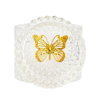Trinket Box - Glass & Golden Butterfly 12.5cm / Crystal