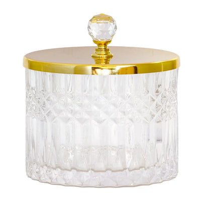 Trinket Box - Glass Royal with Golden Lid - Glass / Crystal