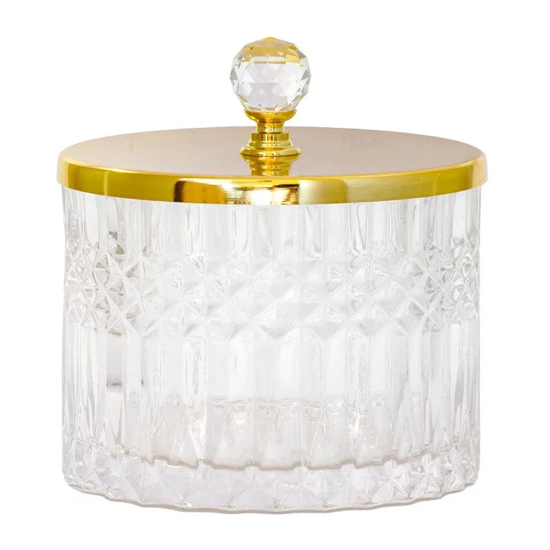 Trinket Box - Glass Royal with Golden Lid - Glass / Crystal