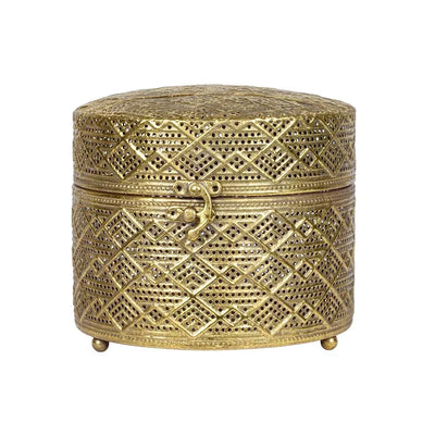 Trinket Box - Golden Cylinder 14.5cm - Pewter