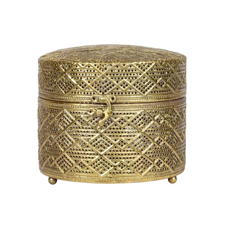Trinket Box - Golden Cylinder 14.5cm - Pewter