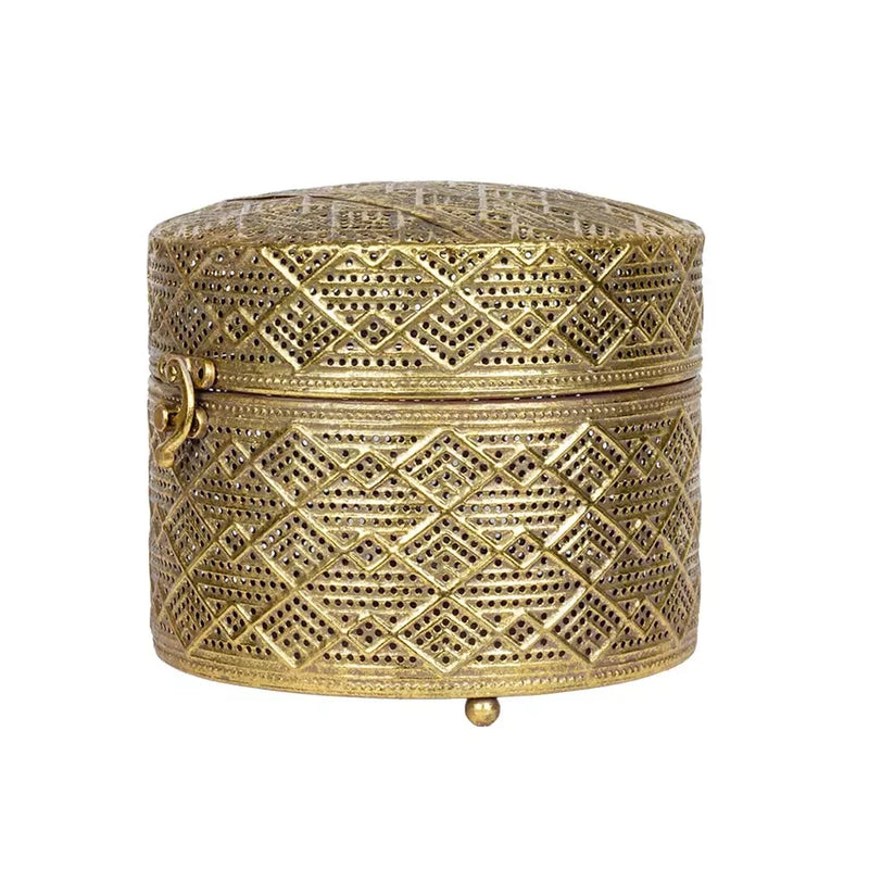 Trinket Box - Golden Cylinder 14.5cm - Pewter