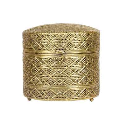 Trinket Box - Golden Cylinder 19.5cm - Pewter