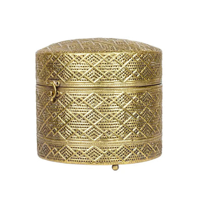 Trinket Box - Golden Cylinder 19.5cm - Pewter