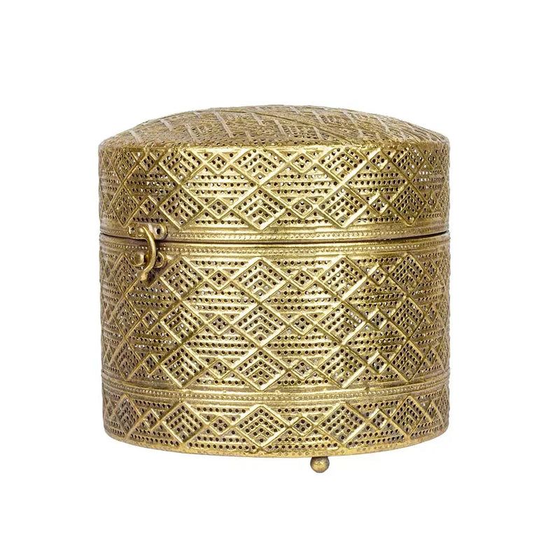 Trinket Box - Golden Cylinder 19.5cm - Pewter