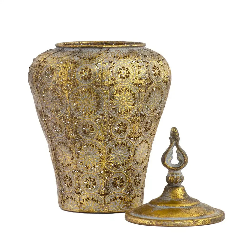 Trinket Box - Golden Tall Moroccan 28cm - Pewter