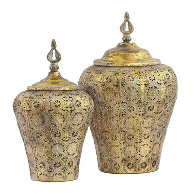 Trinket Box - Golden Tall Moroccan 28cm - Pewter