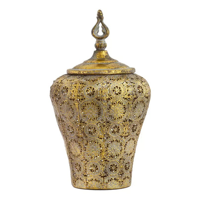 Trinket Box - Golden Tall Moroccan 28cm - Pewter
