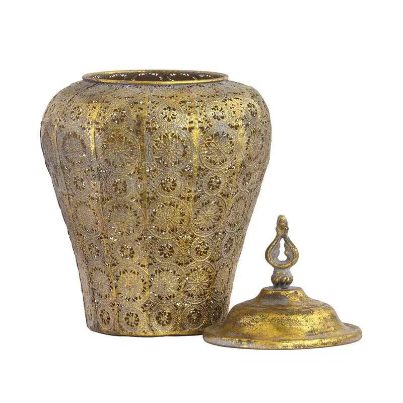 Trinket Box - Golden Tall Moroccan 34cm - Pewter