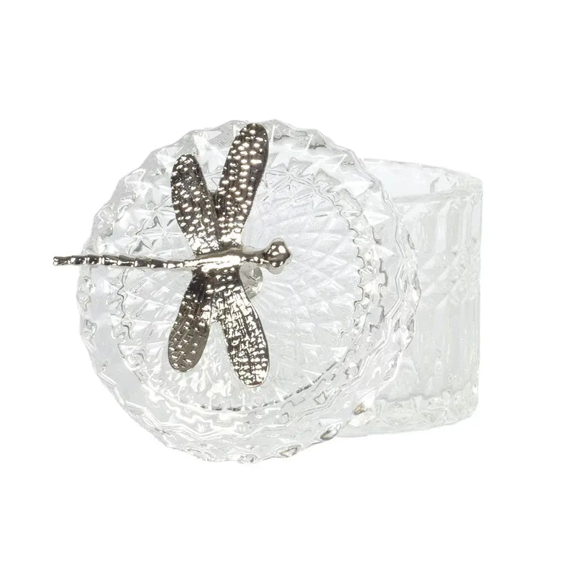 Trinket Box - Silver Dragonfly - Glass / Crystal