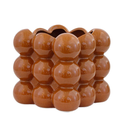 Vase - Bubble Chocolate Brown Squared - Ceramic