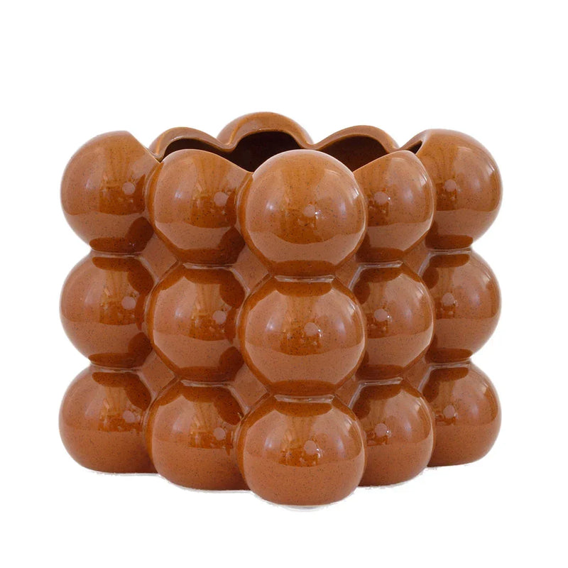 Vase - Bubble Chocolate Brown Squared - Ceramic