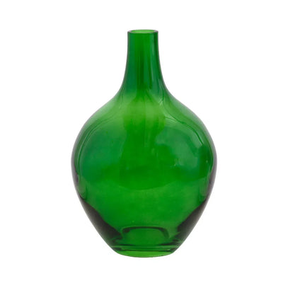 Vase - Green Bottle 20cm - Glass / Crystal