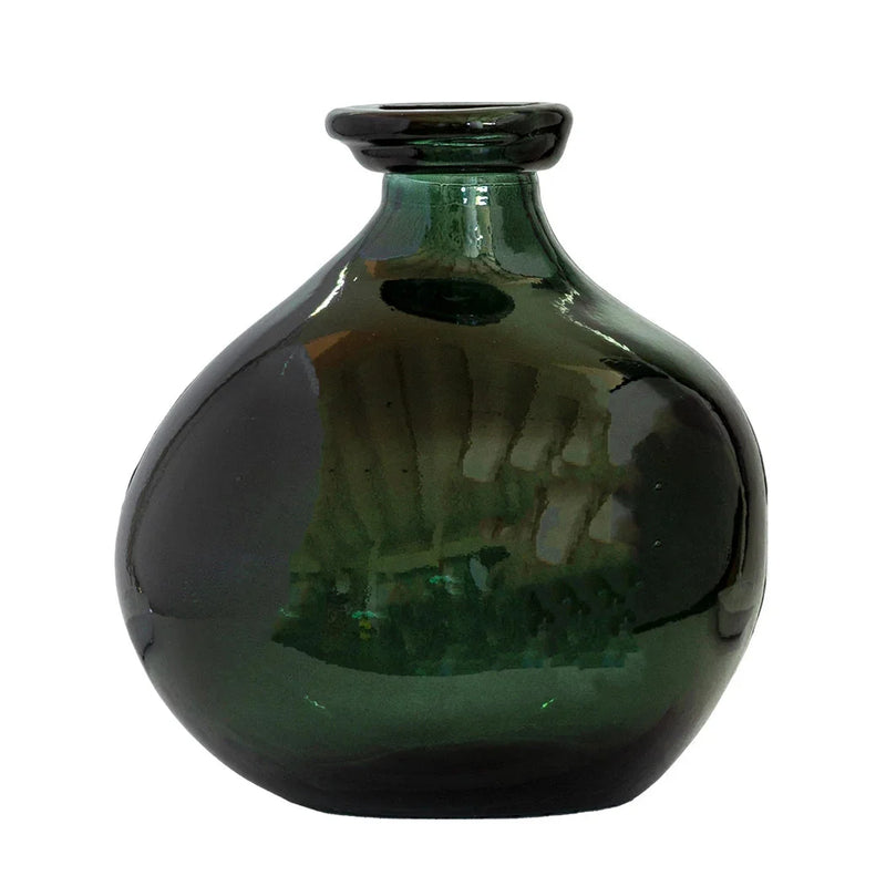 Vase - Green Grey Curves 18cm - Glass / Crystal