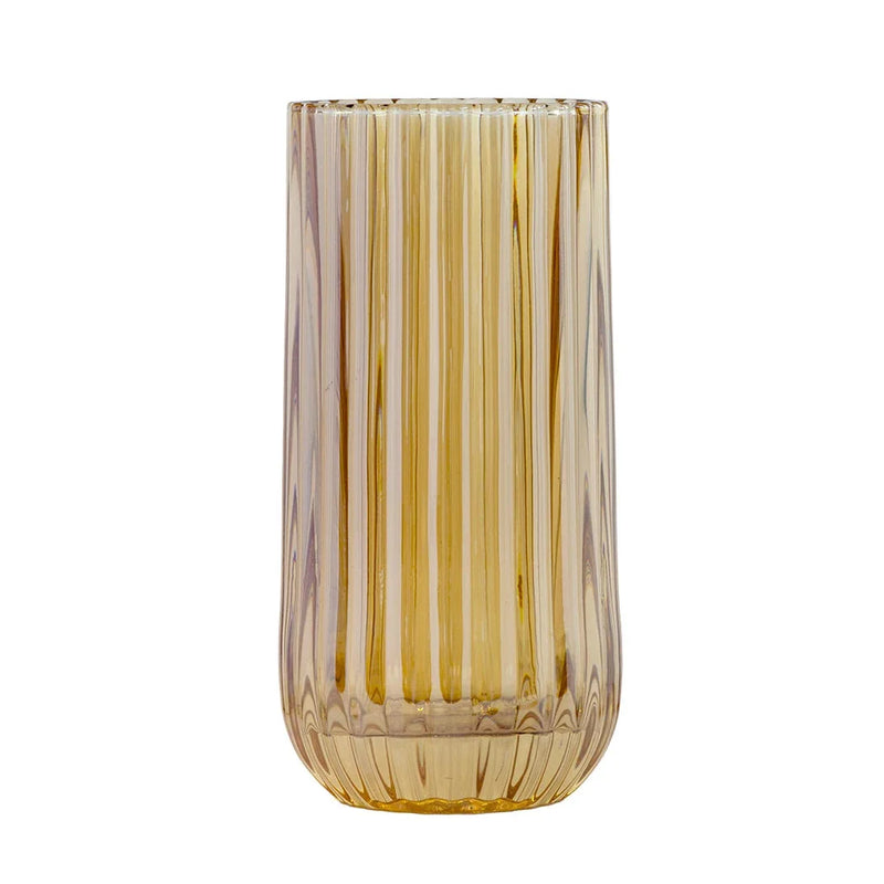 Vase - Ribbed Amber 23cm - Glass / Crystal