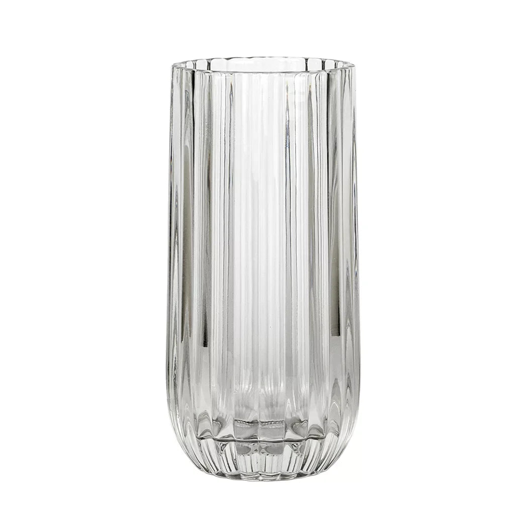 Vase - Ribbed Clear 23cm - Glass / Crystal