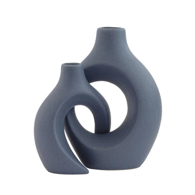 Vase Set - Intertwined Blue-grey - Resin