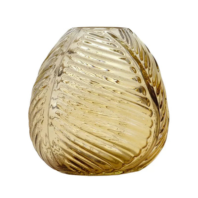Vase - Small Leaf Amber - Glass / Crystal