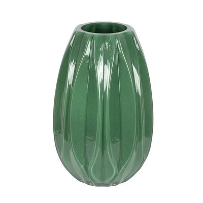 Vase - Striped Green 25cm - Glass / Crystal