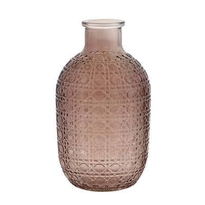 Vase - Textured Bottle Brown 20cm - Glass / Crystal