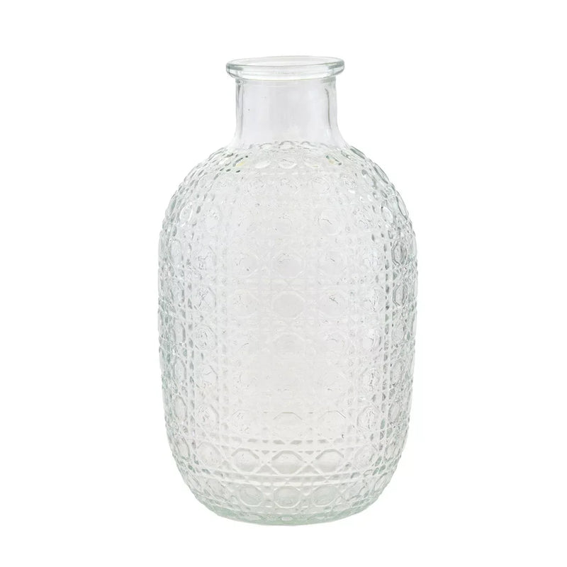 Vase - Textured Bottle Clear 20cm - Glass / Crystal