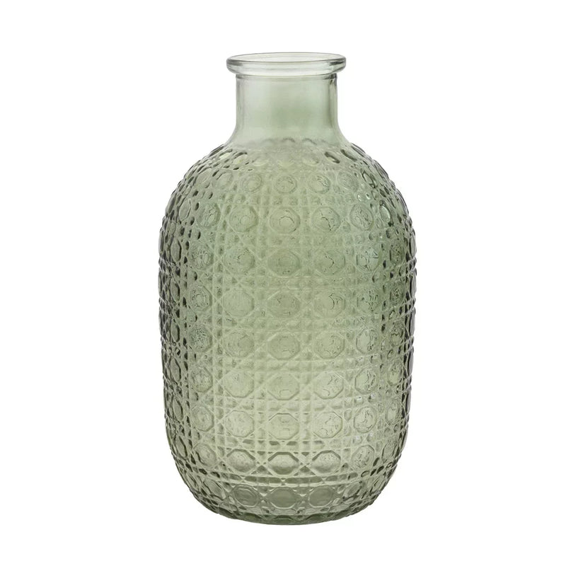 Vase - Textured Bottle Green 20cm - Glass / Crystal