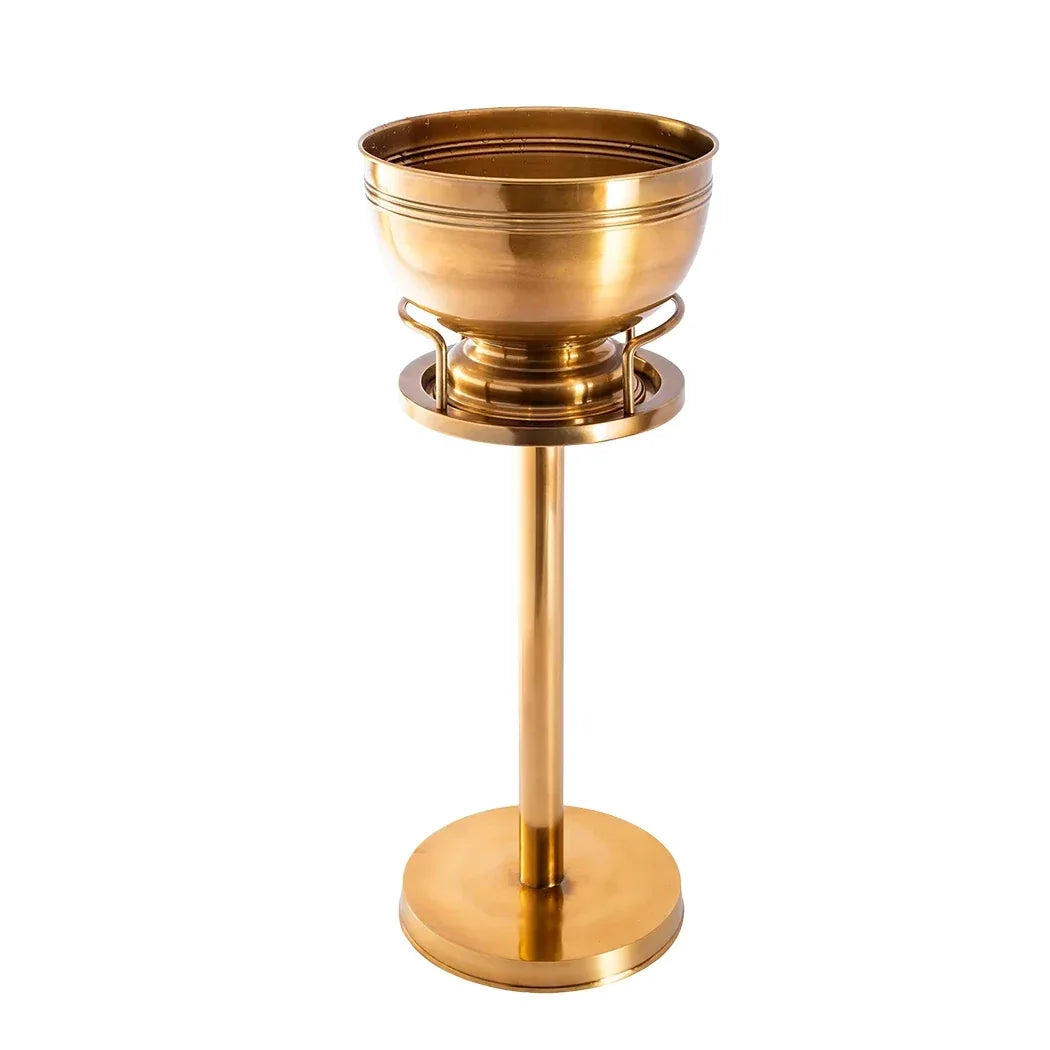 Wine Cooler - Brass Bowl on Stand 71cm - Metal