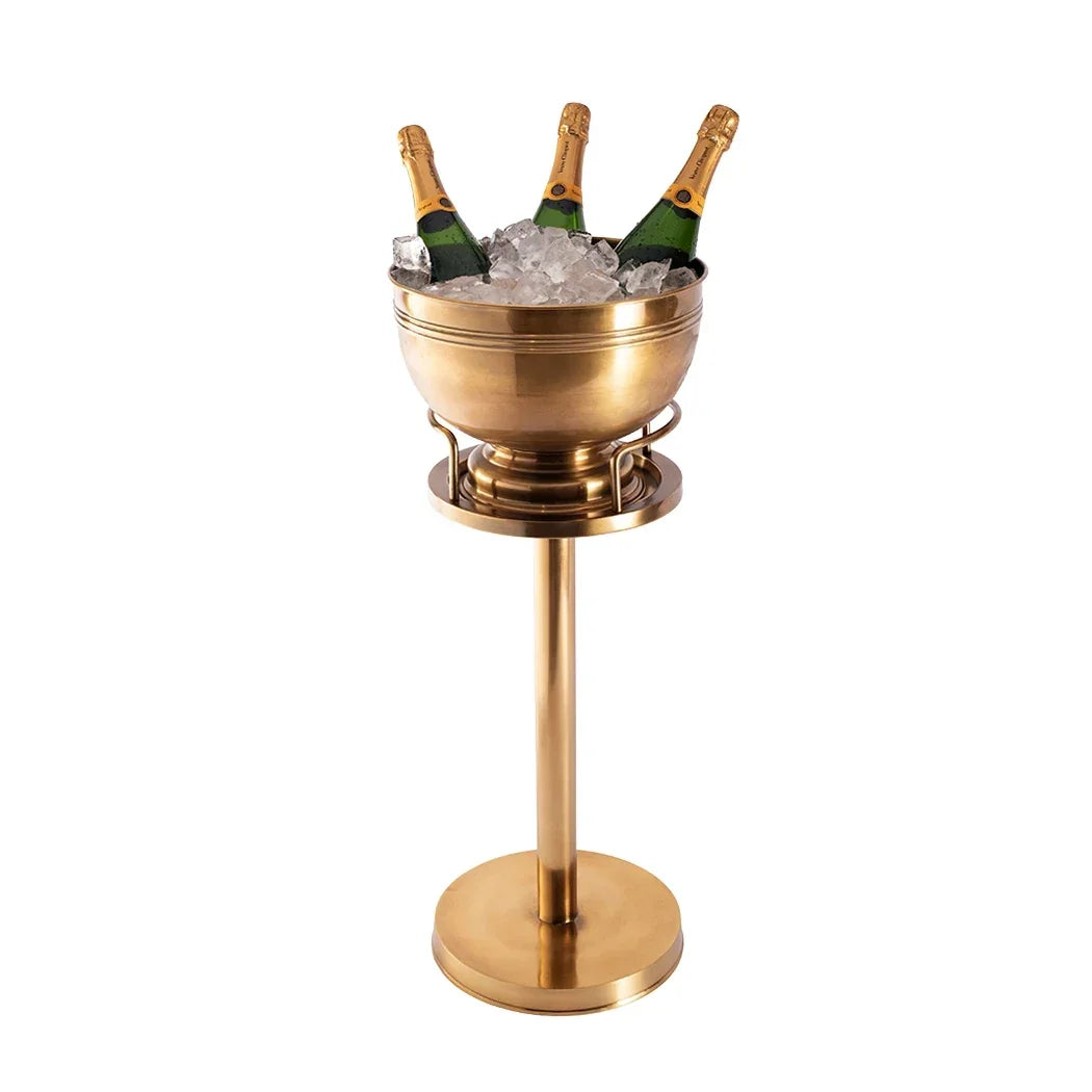Wine Cooler - Brass Bowl on Stand 71cm - Metal