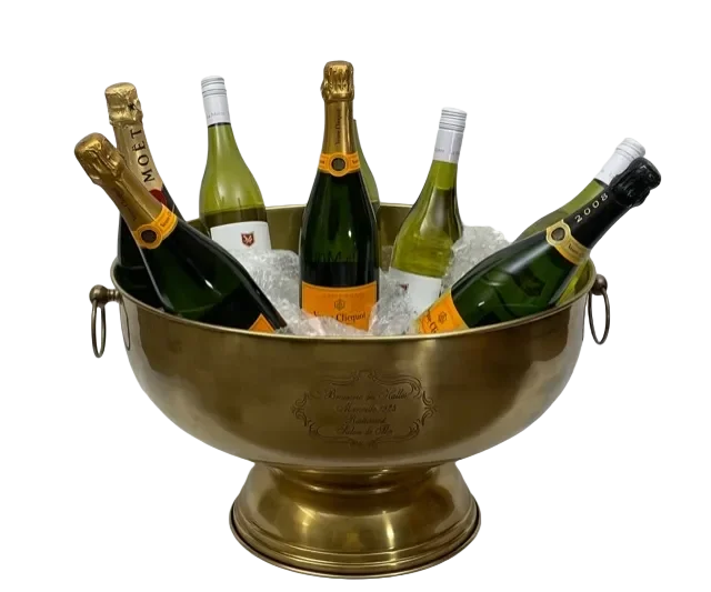 Wine Cooler - Brass Champagne Bowl Rings - Metal