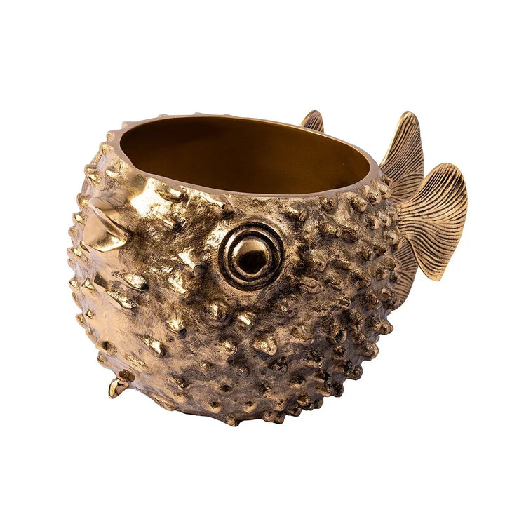 Wine Cooler - Brass Puffer Fish - Metal